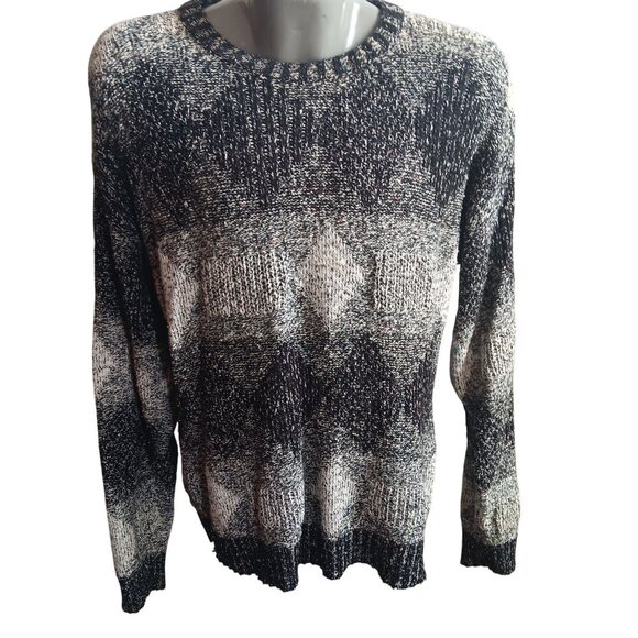 Vtg Mens Large International Abstract Pattern Knit Sweater Crewneck 90's Fleck - Picture 1 of 9